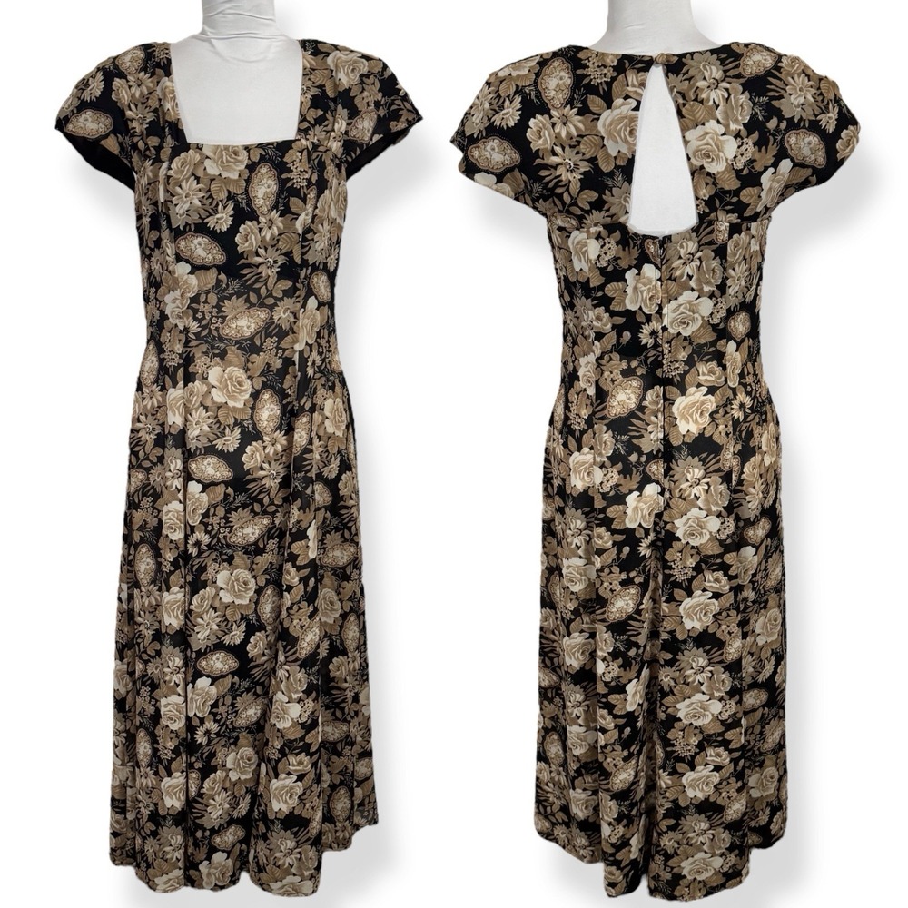 Karin Stevens Black and Cream Floral Maxi Dress - Picture 15 of 15